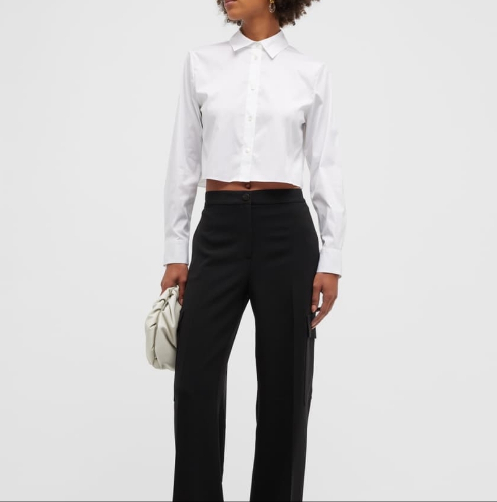 Theory Button Front Crop Dress Shirt